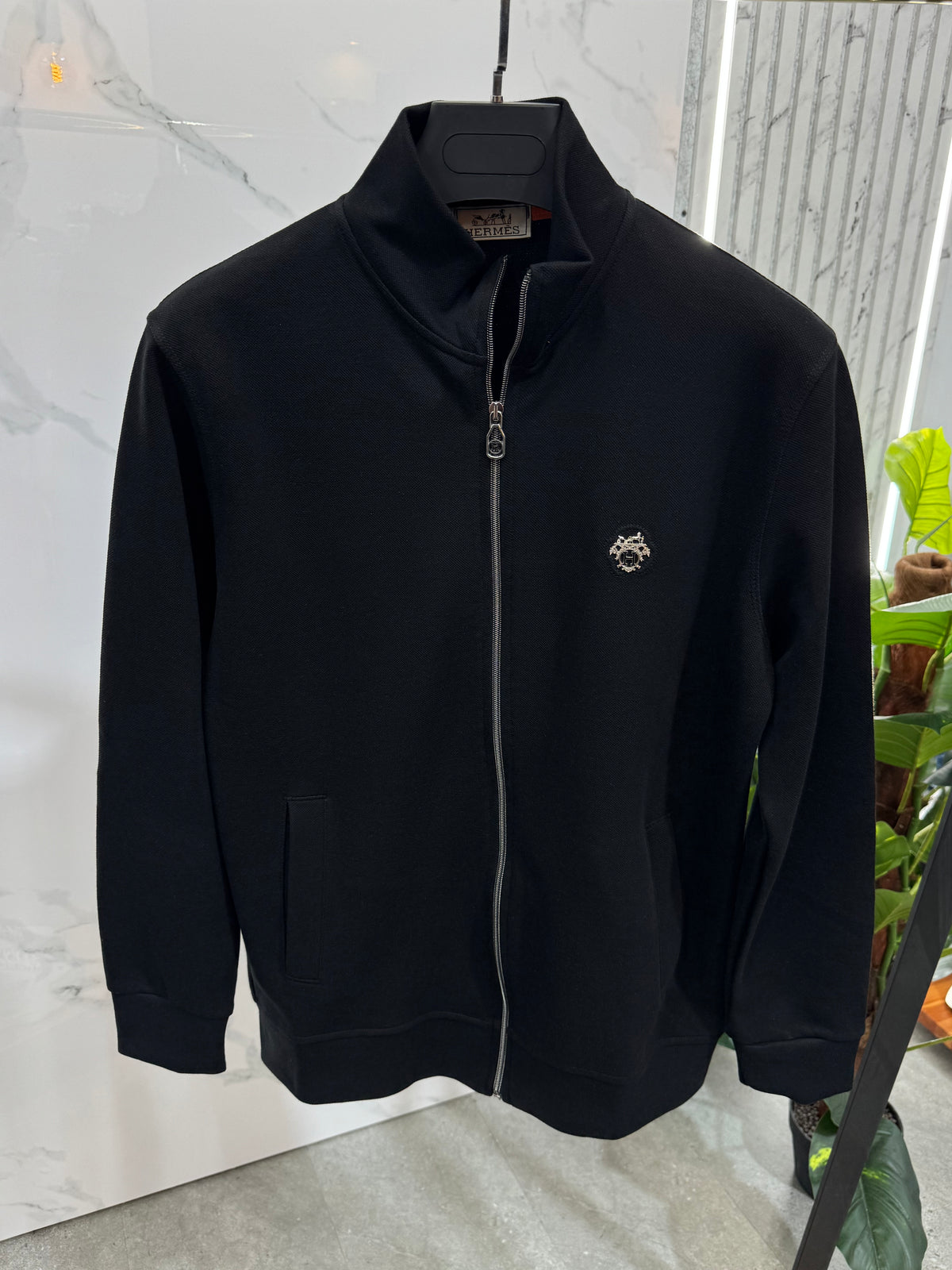 HERMÈS Zip-Up Sweatshirt Jacket – Black - NEW1866