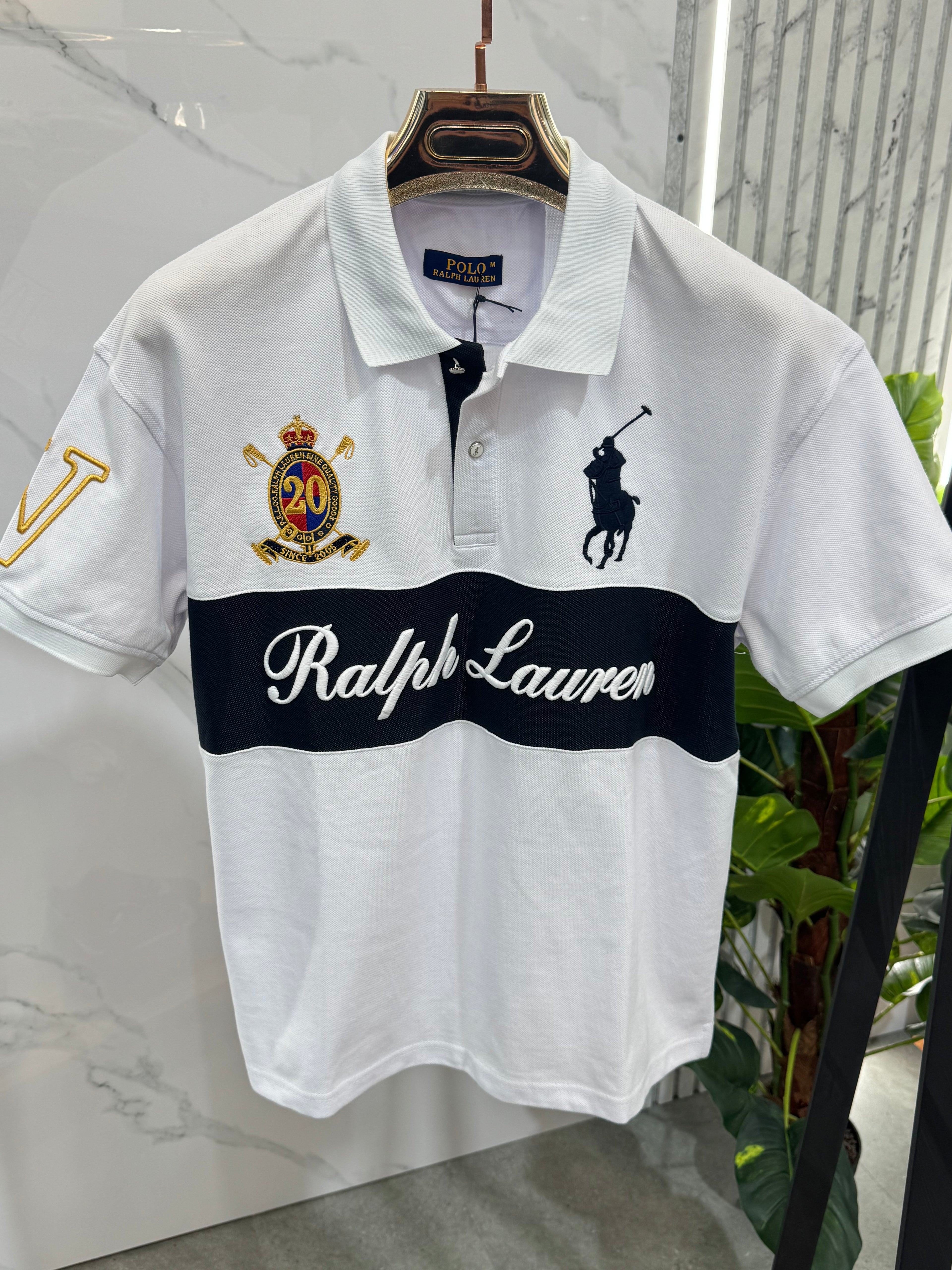 POLO RALPH LAUREN Custom Slim Fit Crest Polo Shirt – White - NEW1778