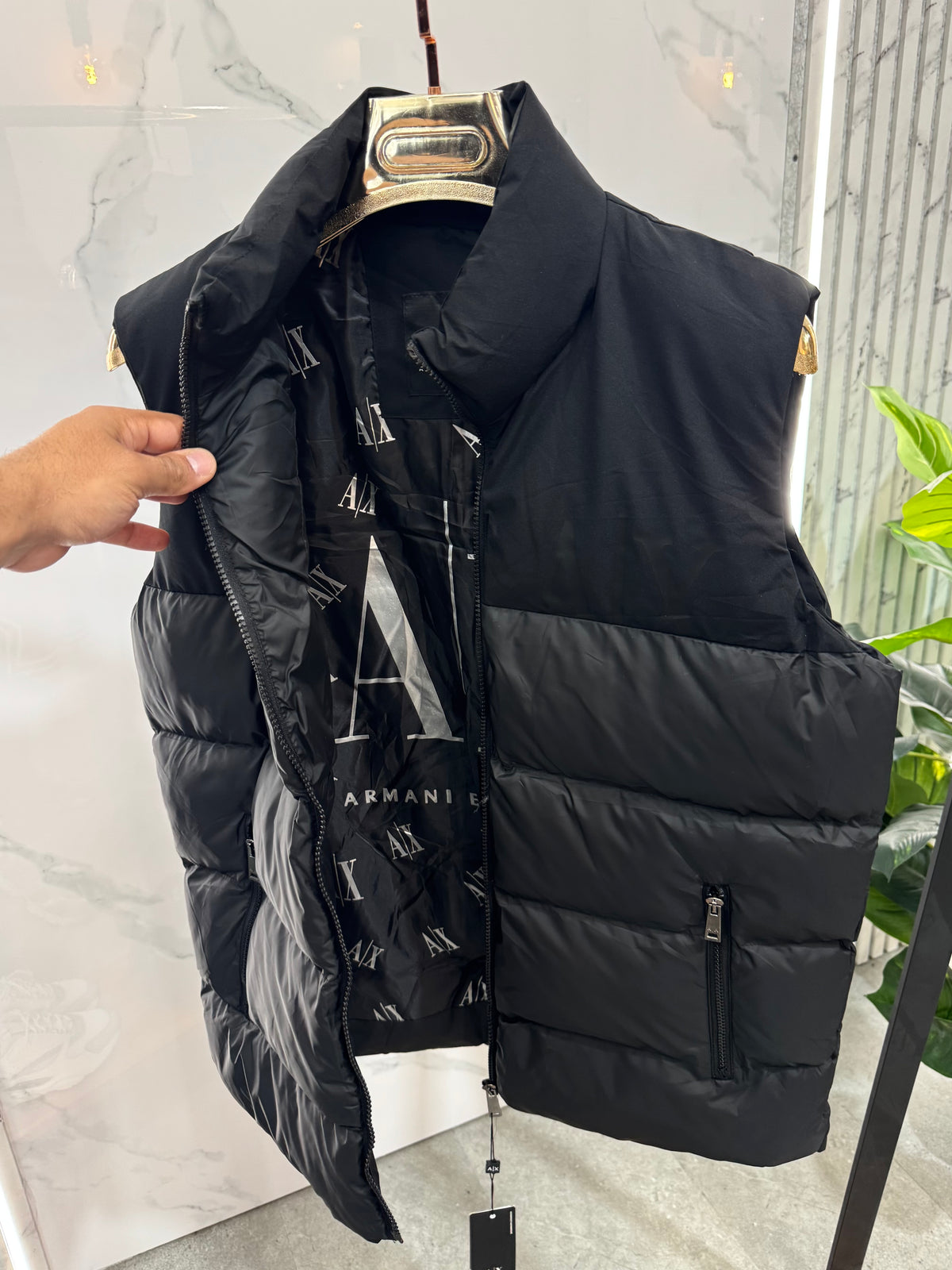 ARMANI EXCHANGE Padded Vest / Bodywarmer – Two-Tone Black / Grey - NEW1825