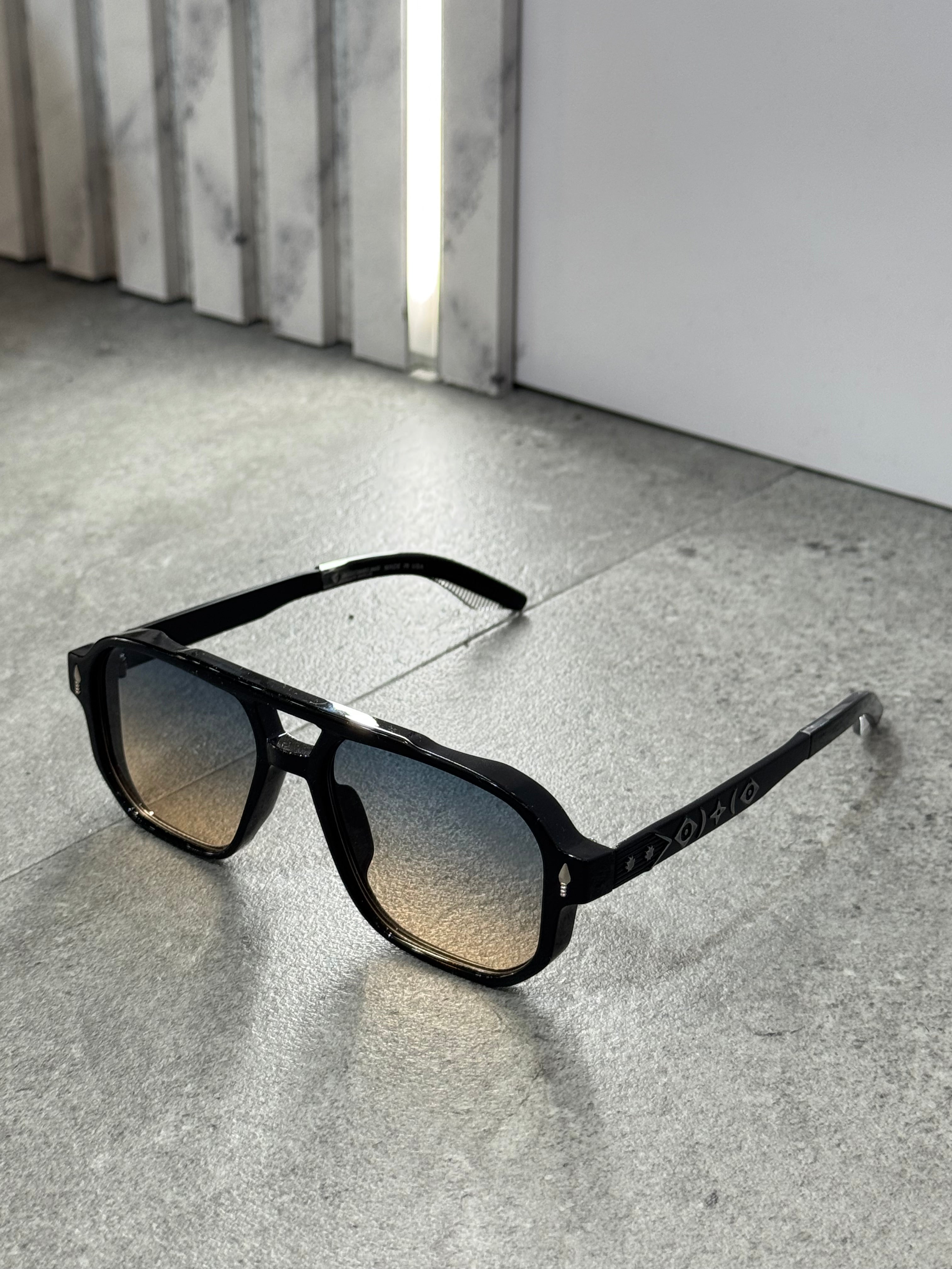 JACQUES MARIE MAGE Gradient Lenses Aviator Sunglasses – Black / Silver NEW1793