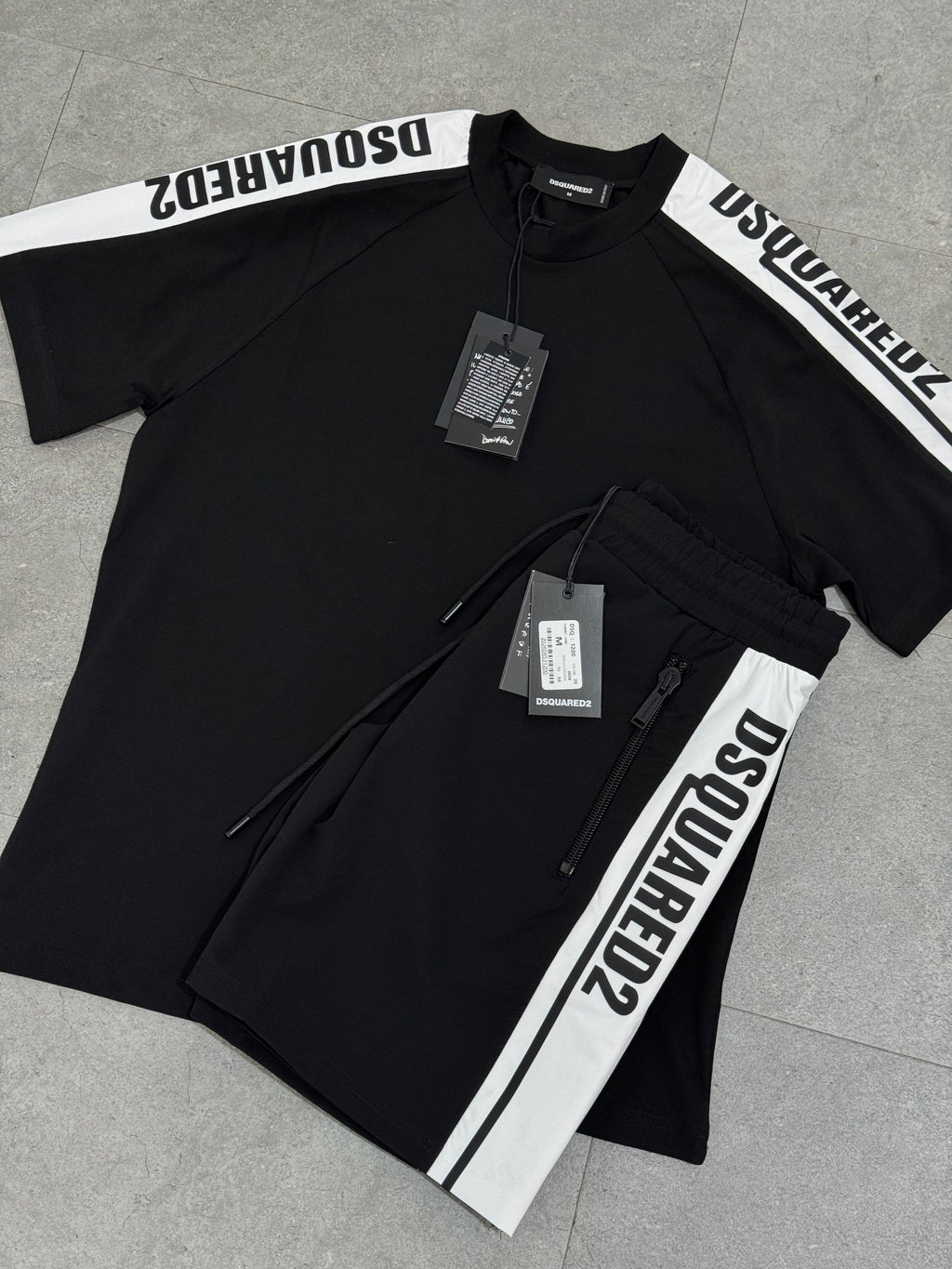 DSQUARED2 Logo Tape Tracksuit Set – Black/White - NEW1769
