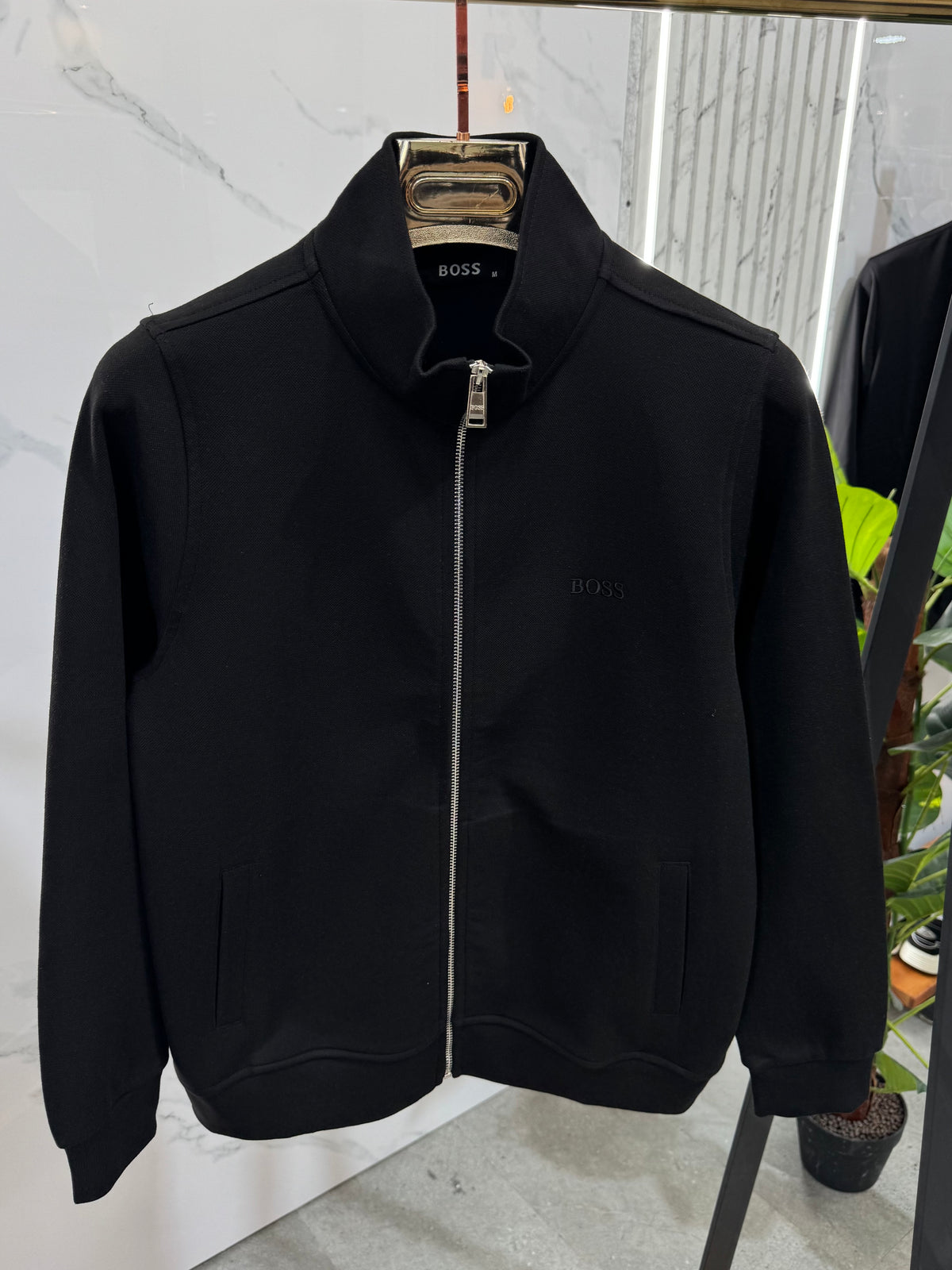 BOSS Full-Zip Sweatshirt / Cardigan – Black / Tone-on-Tone Logo - NEW1815