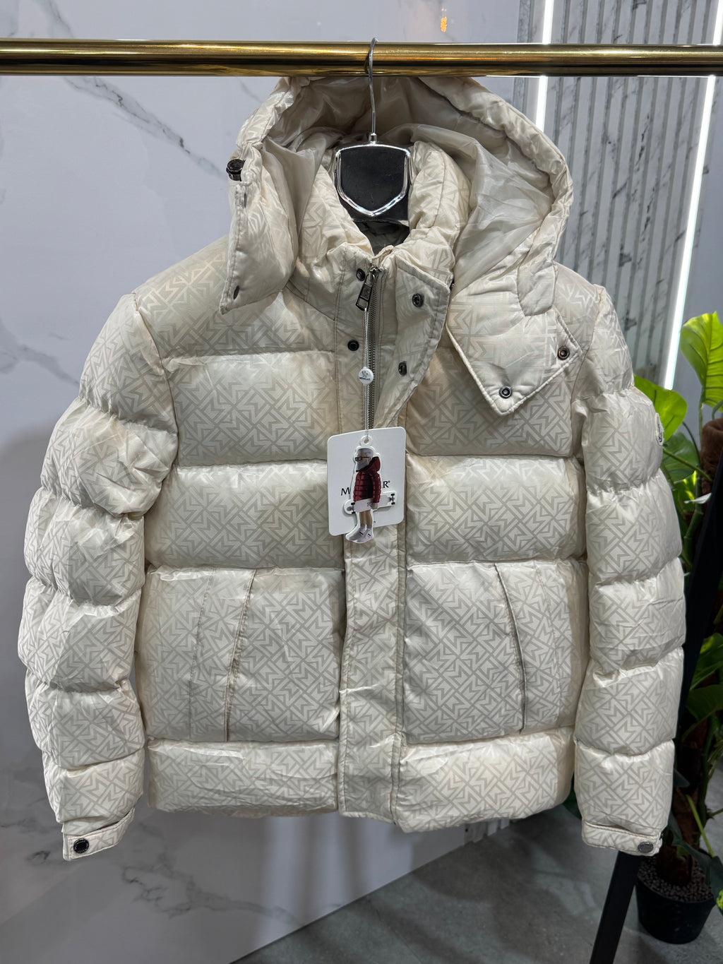 MONCLER All-Over Monogram Puffer Jacket – Off-White - NEW1928