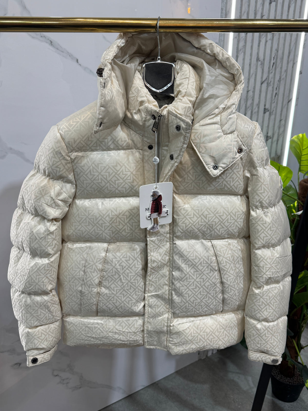 MONCLER All-Over Monogram Puffer Jacket – Off-White - NEW1928