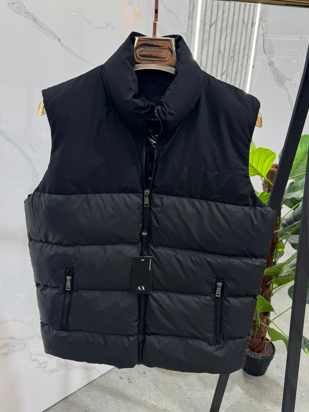 ARMANI EXCHANGE Padded Vest / Bodywarmer – Two-Tone Black / Grey - NEW1825