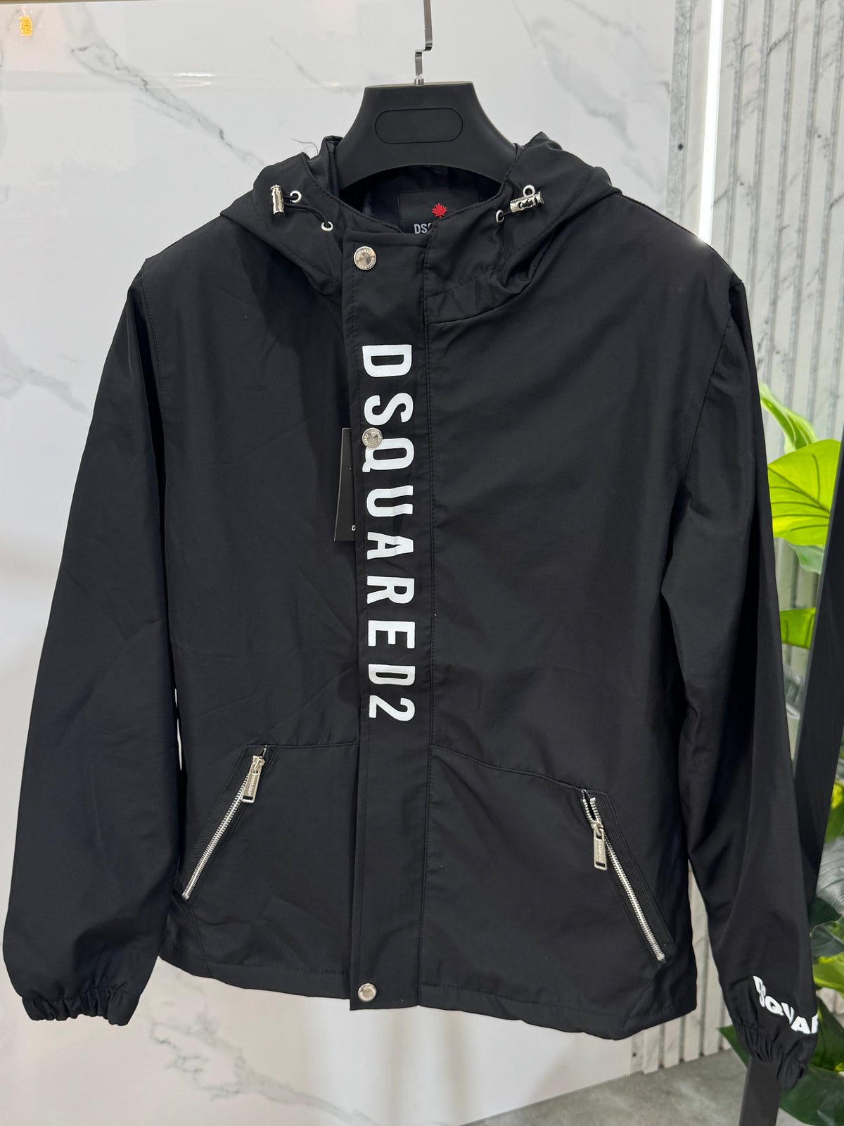 DSQUARED2 Hooded Windbreaker Jacket – Black - NEW1854
