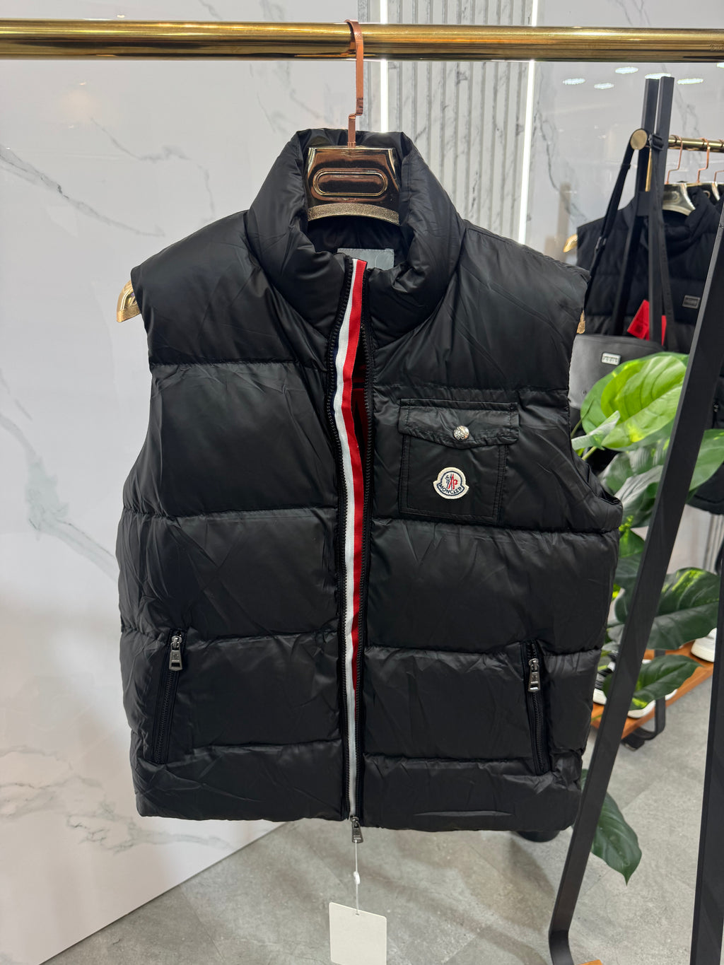 MONCLER Matte Down Vest – Matte Black / Red Interior - NEW1894