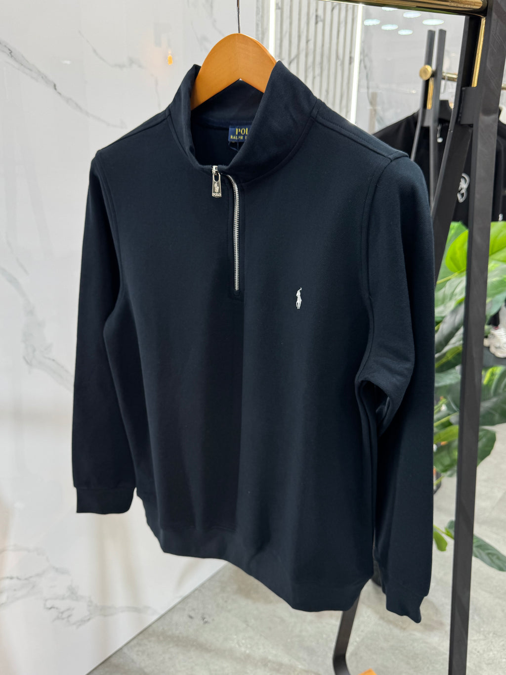 POLO RALPH LAUREN Half-Zip Sweatshirt – Dark Navy / White Logo - NEW1810