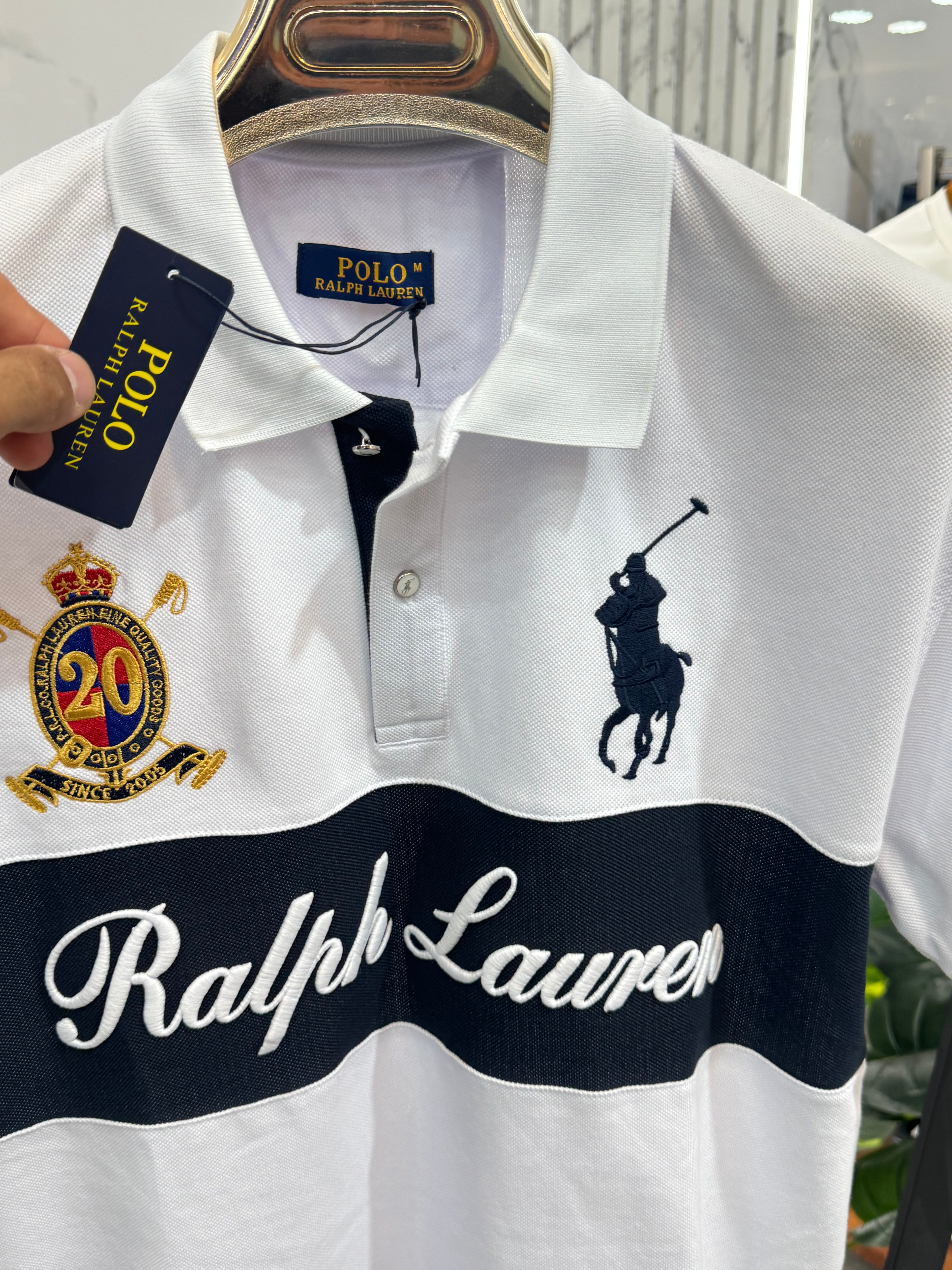 POLO RALPH LAUREN Custom Slim Fit Crest Polo Shirt – White - NEW1778