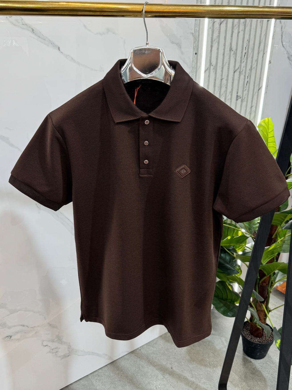 LORO PIANA Diamond Logo Short-Sleeve Polo Shirt – Brown - NEW1970