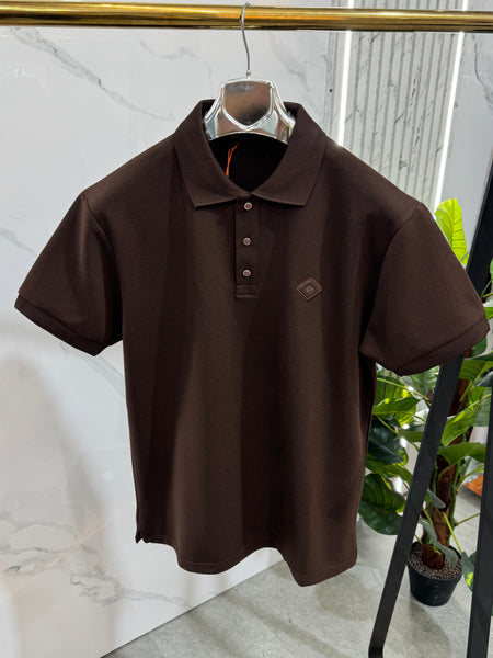 LORO PIANA Diamond Logo Short-Sleeve Polo Shirt – Brown - NEW1970