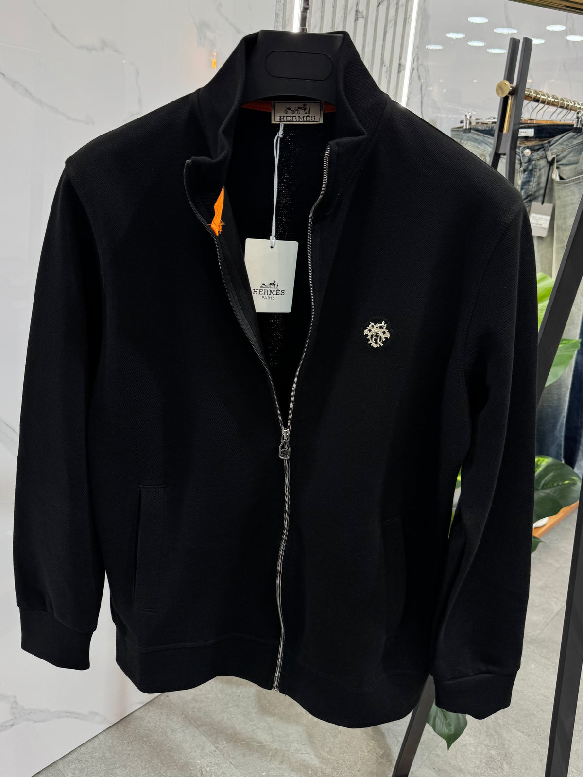 HERMÈS Zip-Up Sweatshirt Jacket – Black - NEW1866