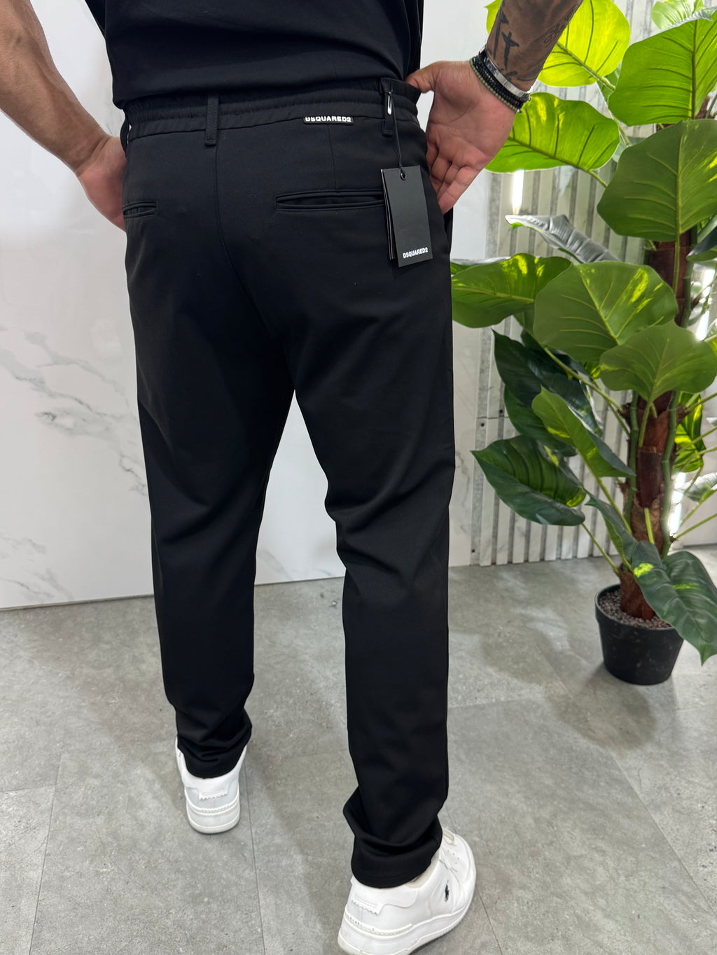 DSQUARED2 Drawstring Chino Trousers – Black - NEW1849
