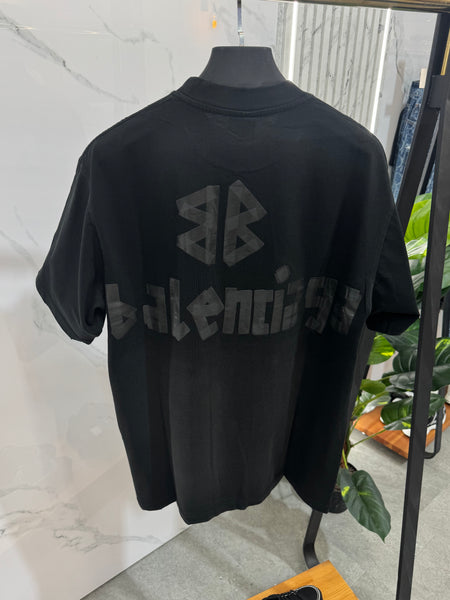 BALENCIAGA Tape Logo Oversized T-Shirt – Black - NEW1752