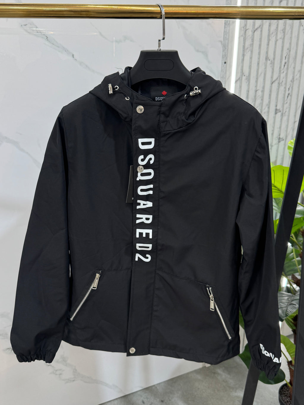 DSQUARED2 Hooded Windbreaker Jacket – Black - NEW1854