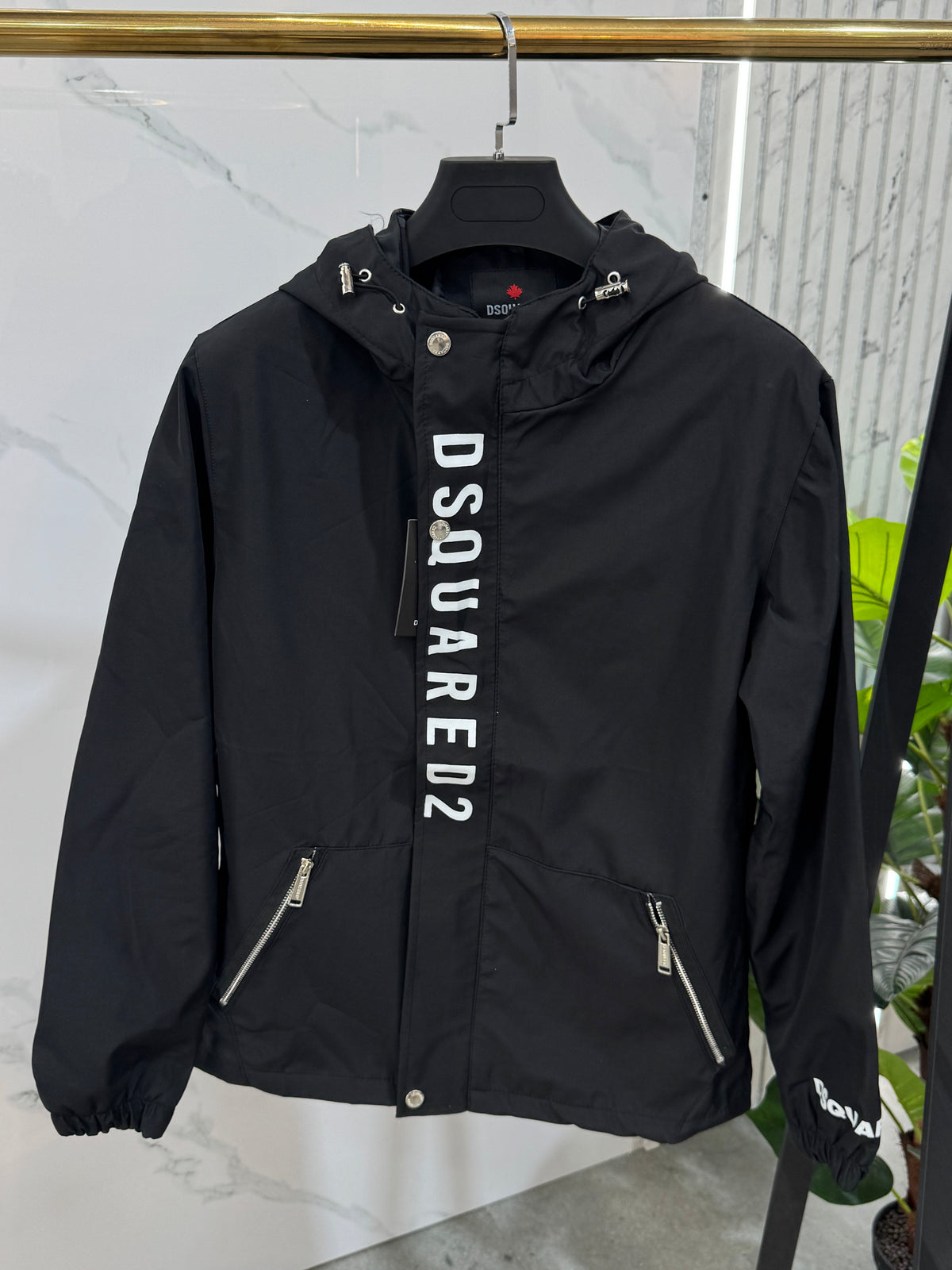 DSQUARED2 Hooded Windbreaker Jacket – Black - NEW1854