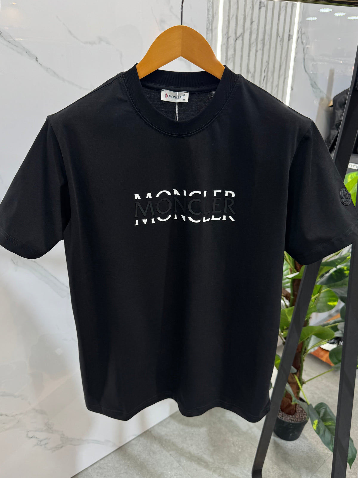 MONCLER Layered Logo Print T-Shirt – Black - NEW1910