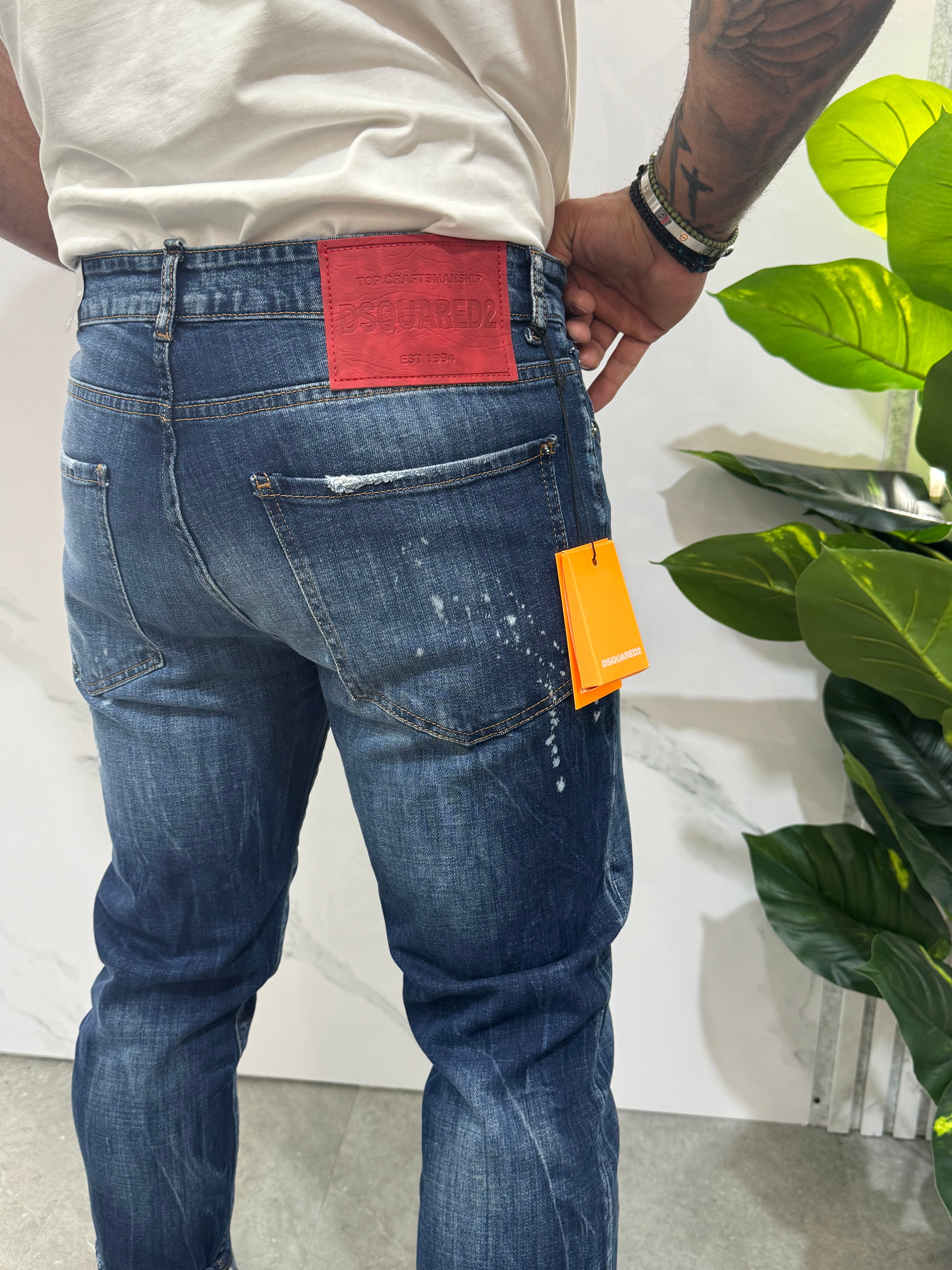 Dsquared2 "ICON" Denim Jean με Paint Splatter - Blue - NEW1676
