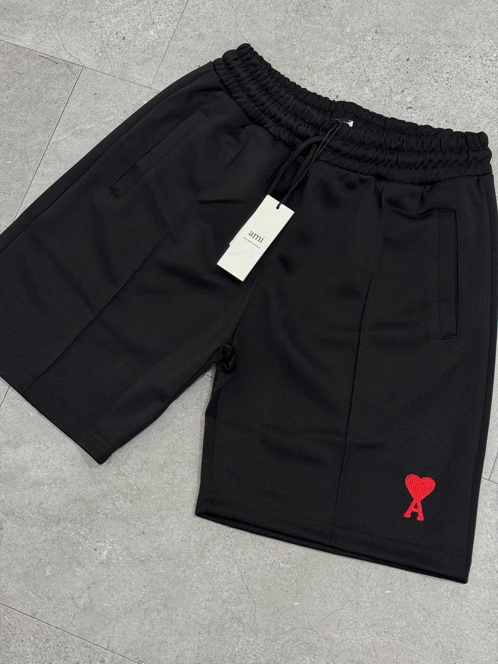 Ami Paris Ami de Coeur Black Jersey Shorts - NEW1653