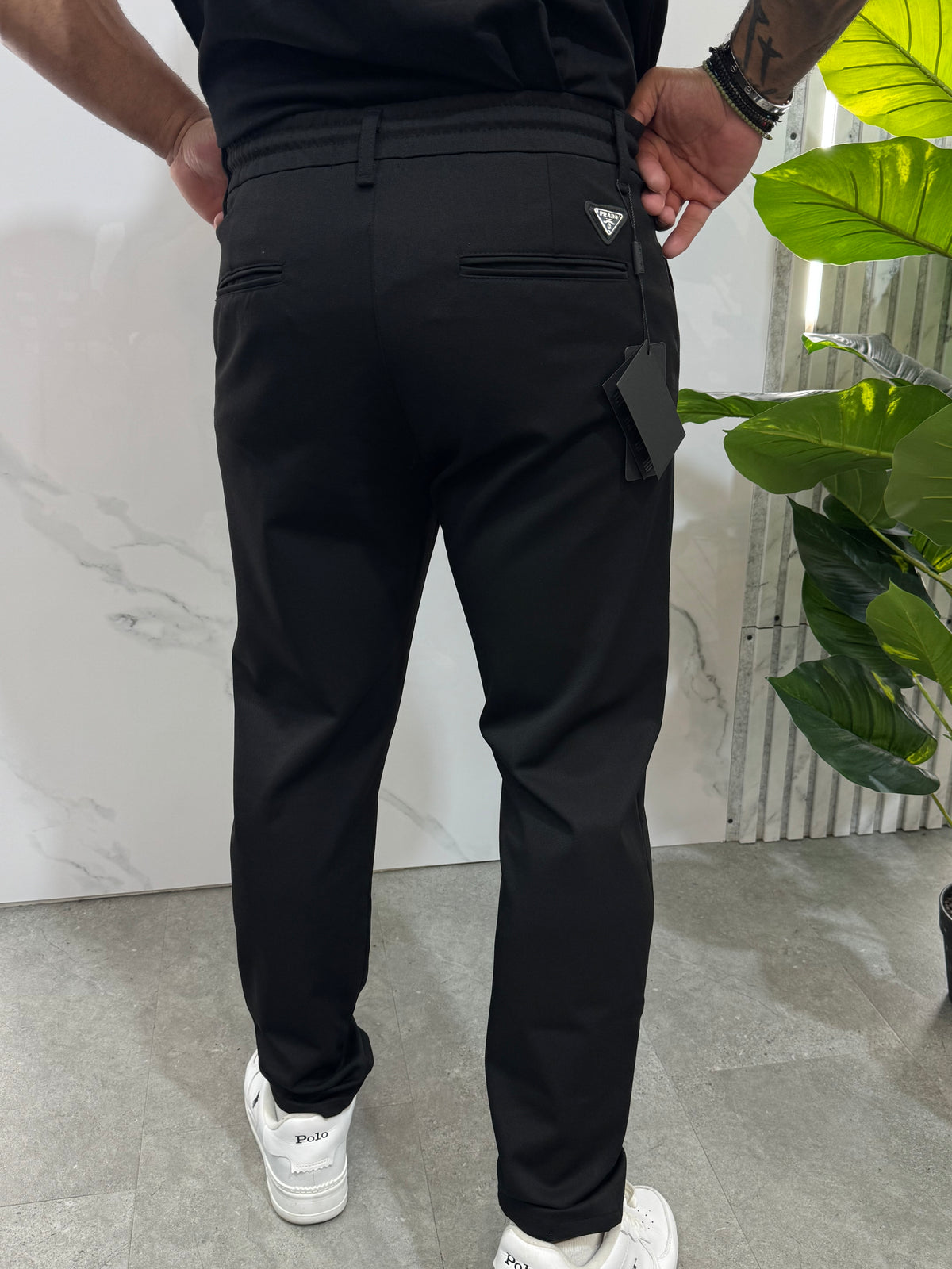 PRADA Drawstring Chino Trousers – Black - NEW1848