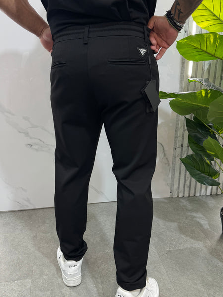 PRADA Drawstring Chino Trousers – Black - NEW1848