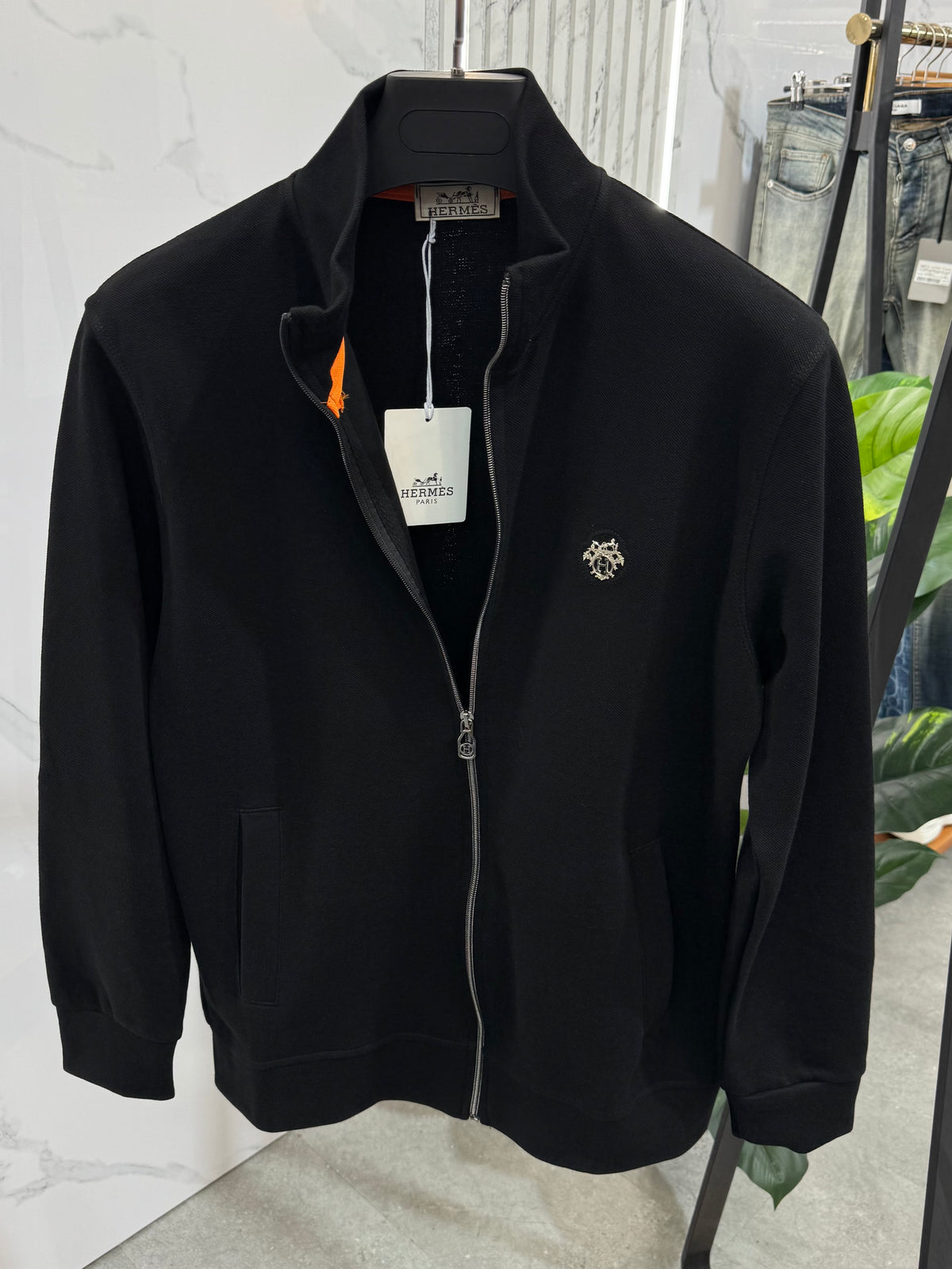 HERMÈS Zip-Up Sweatshirt Jacket – Black - NEW1866