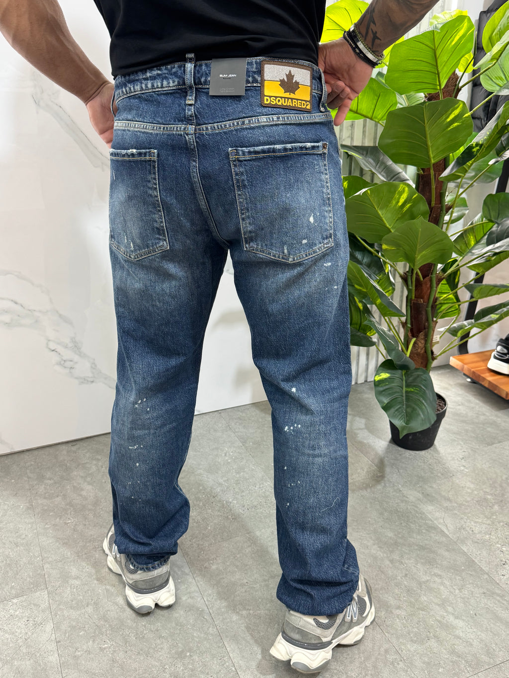 Loose Fit Paint Splatter Denim – Classic Blue - NEW1888