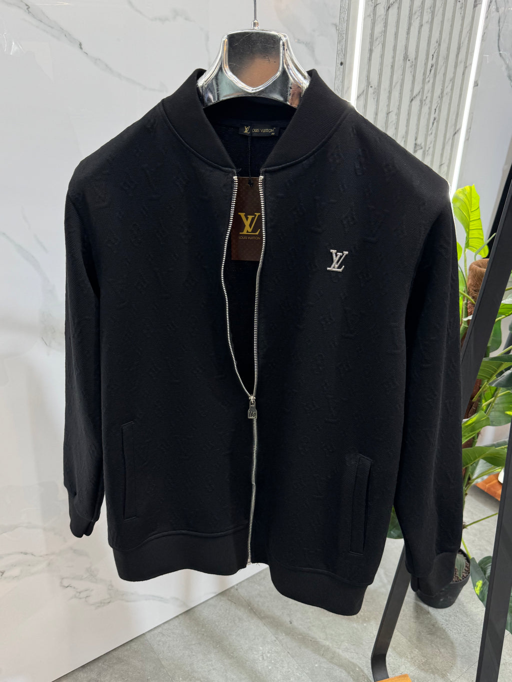 LOUIS VUITTON Monogram Embossed Zip-Up Bomber Jacket – Black - NEW1964