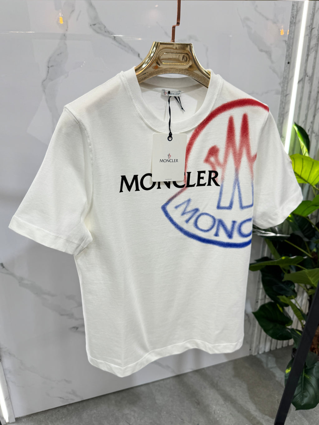 Moncler Spray Logo T-Shirt - White - NEW1633