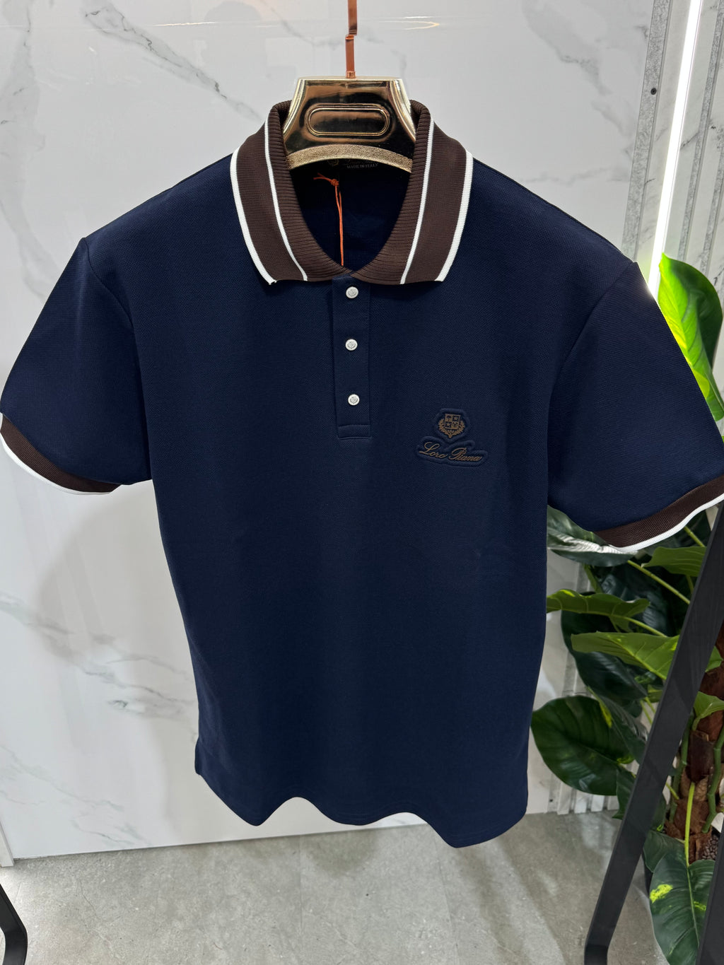 Loro Piana Polo "Contrast Trim" - Navy Blue - NEW1698