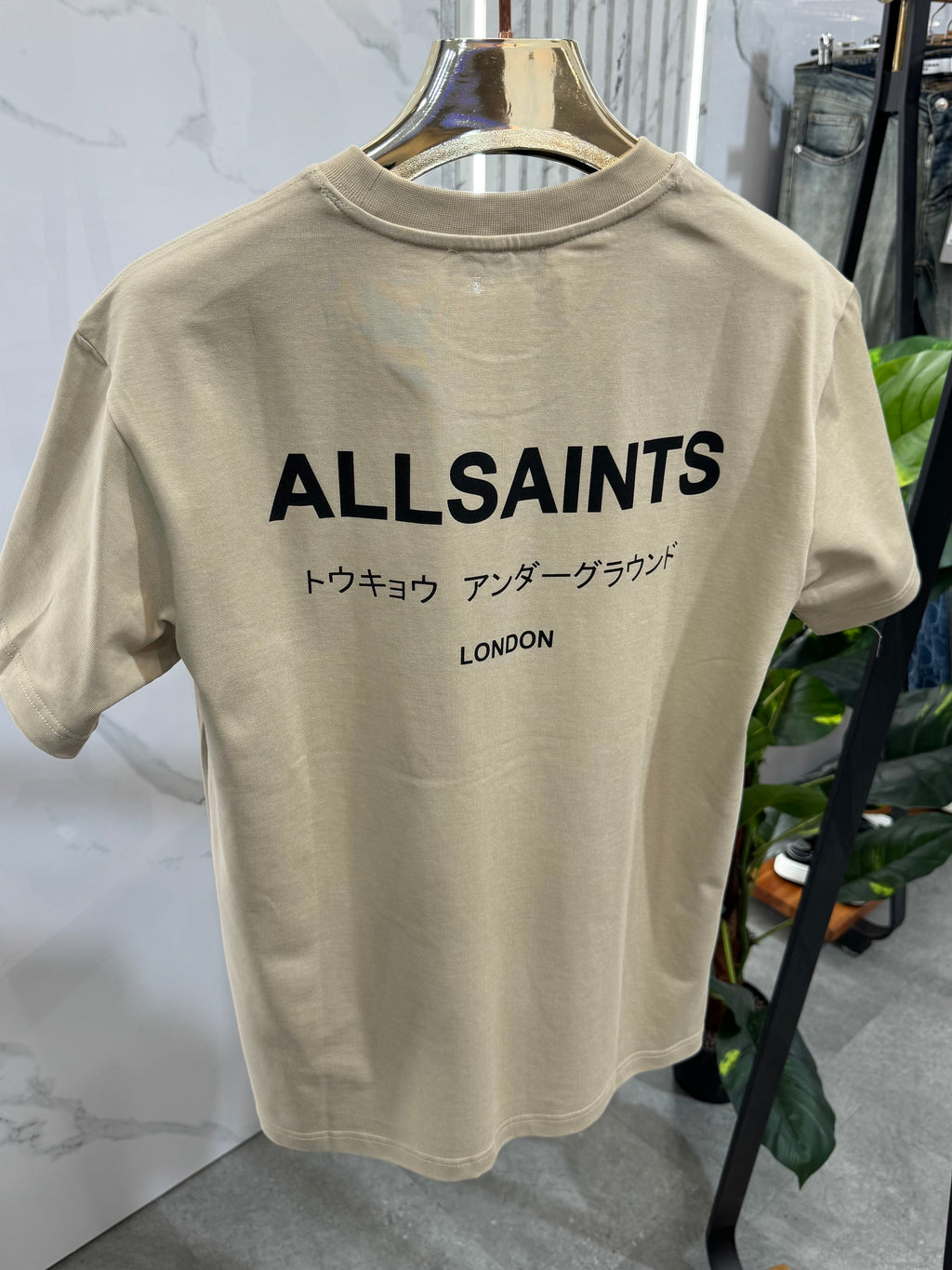 ALLSAINTS Underground Graphic T-Shirt – Beige / Sand - NEW1873