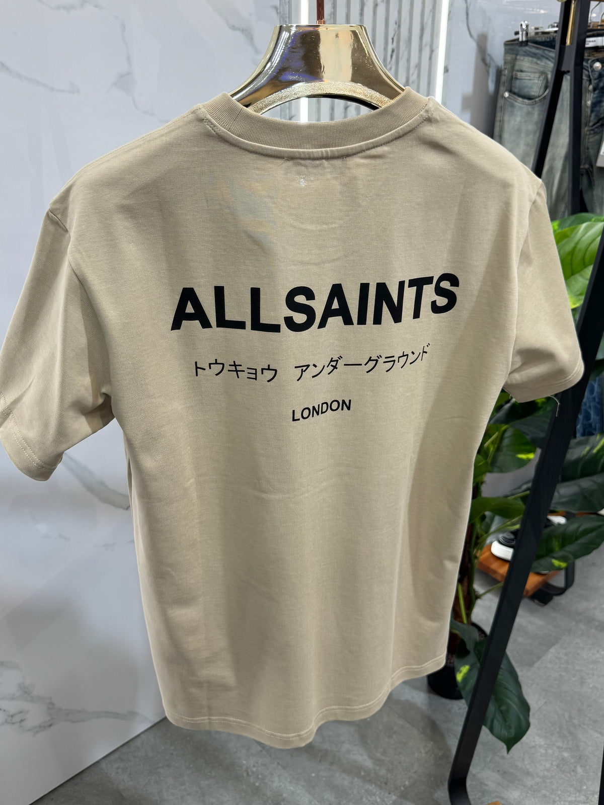 ALLSAINTS Underground Graphic T-Shirt – Beige / Sand - NEW1873