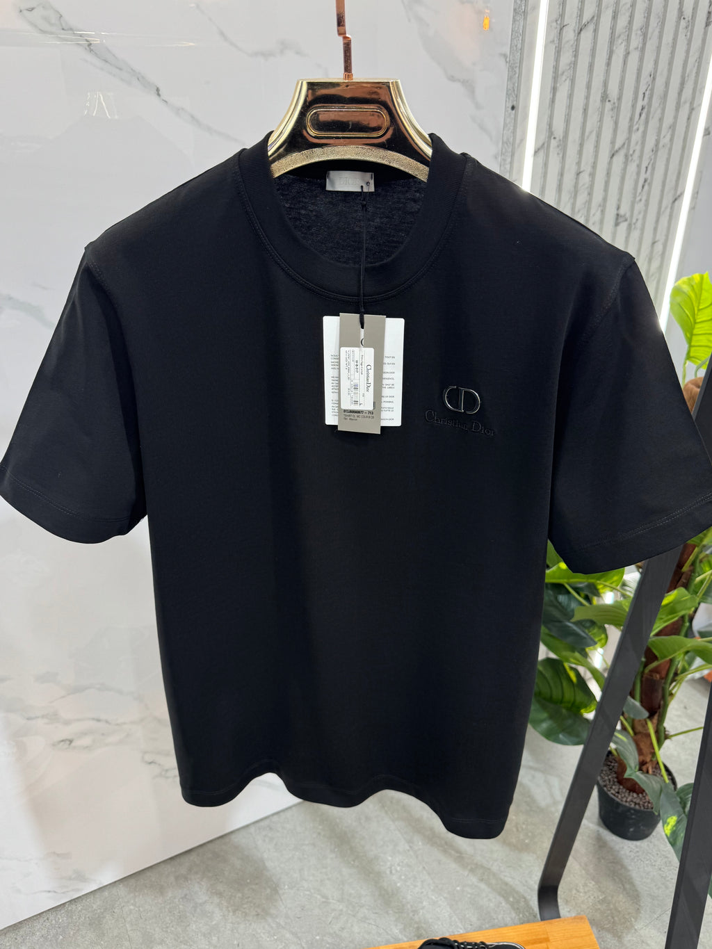 DIOR Embroidered CD Icon T-Shirt – Black - NEW1911