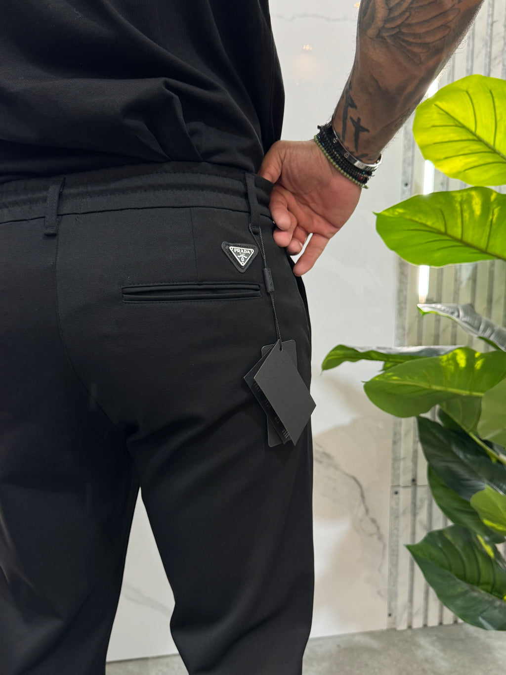 PRADA Drawstring Chino Trousers – Black - NEW1848