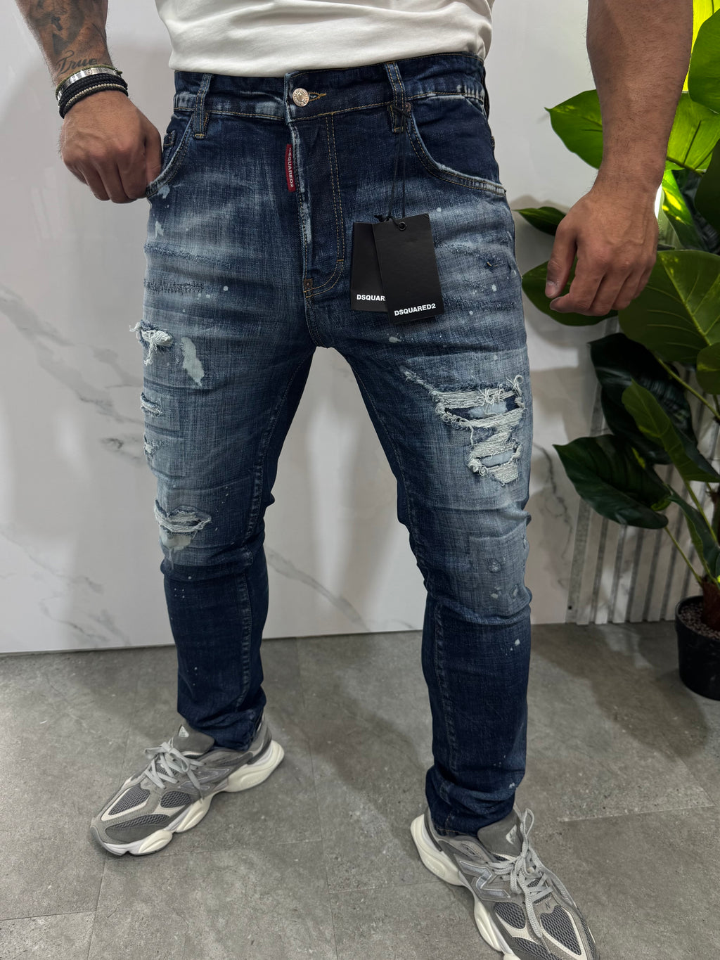 Dsquared2 Denim Jean "Paint Splatter" - Dark Blue - NEW1678