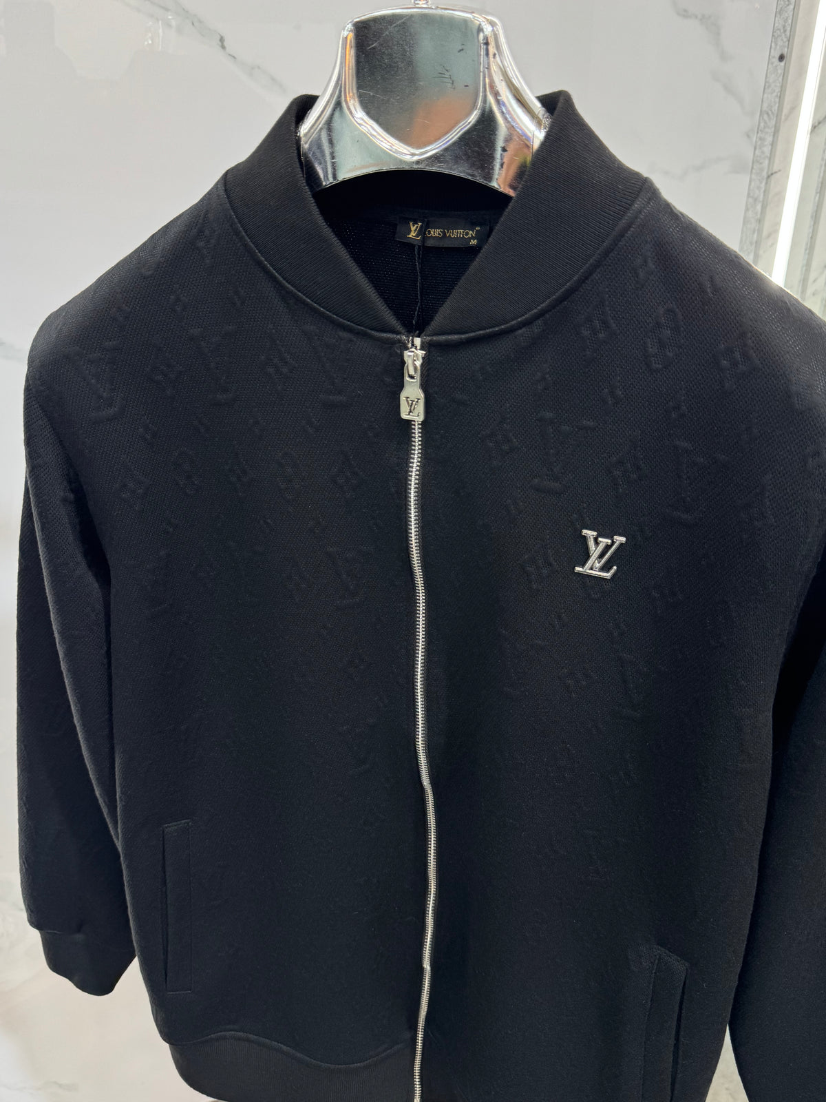LOUIS VUITTON Monogram Embossed Zip-Up Bomber Jacket – Black - NEW1964