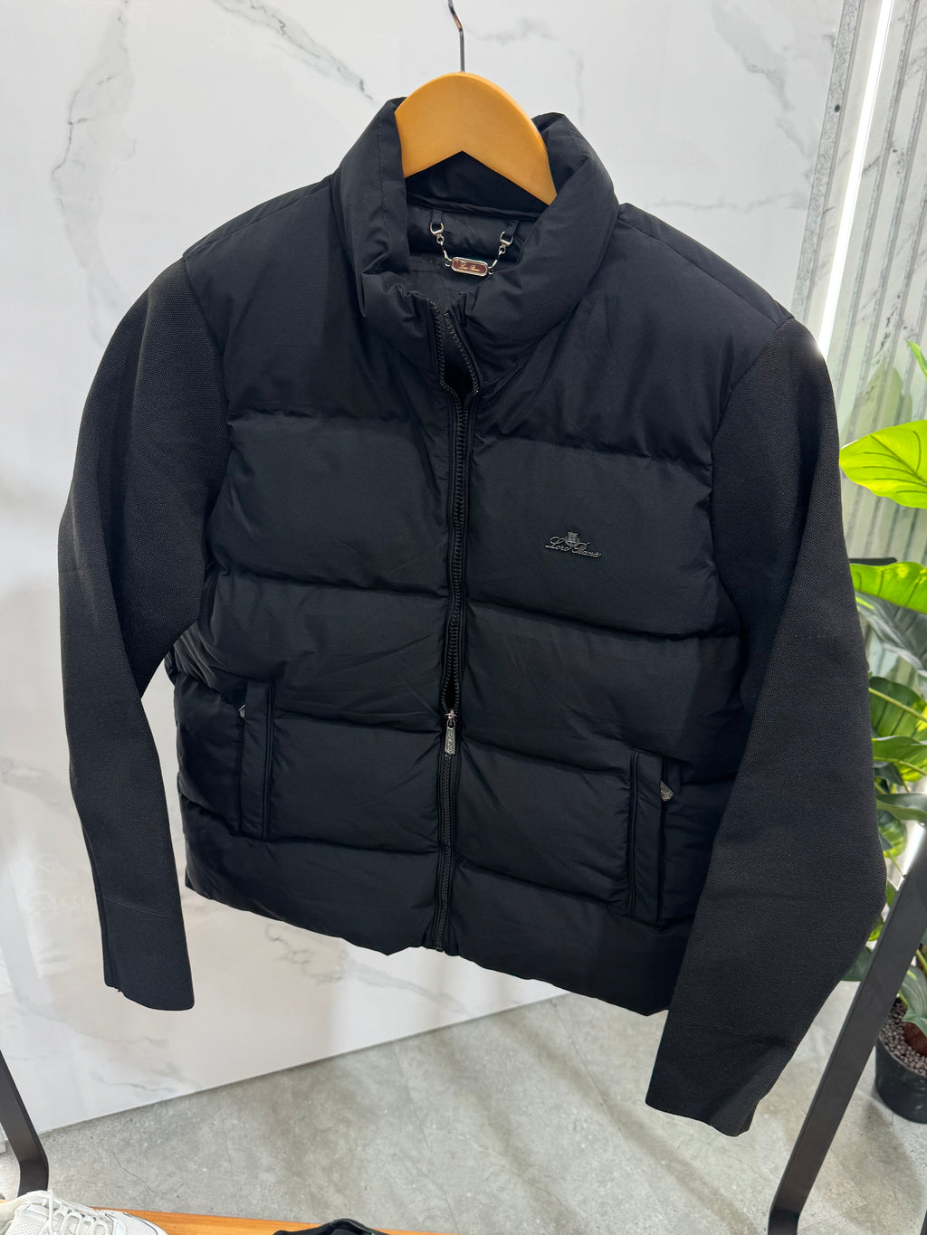 LORO PIANA Knit Sleeve Crest Padded Hybrid Jacket – Black - NEW1985