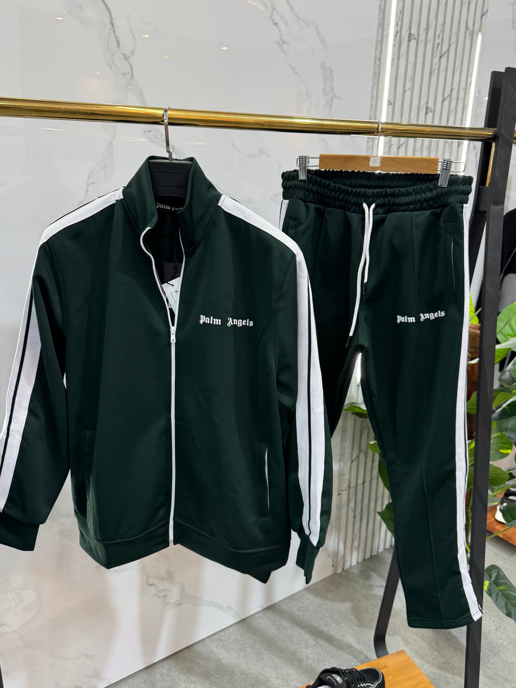 PALM ANGELS Classic Side-Stripe Tracksuit – Forest Green - NEW1940