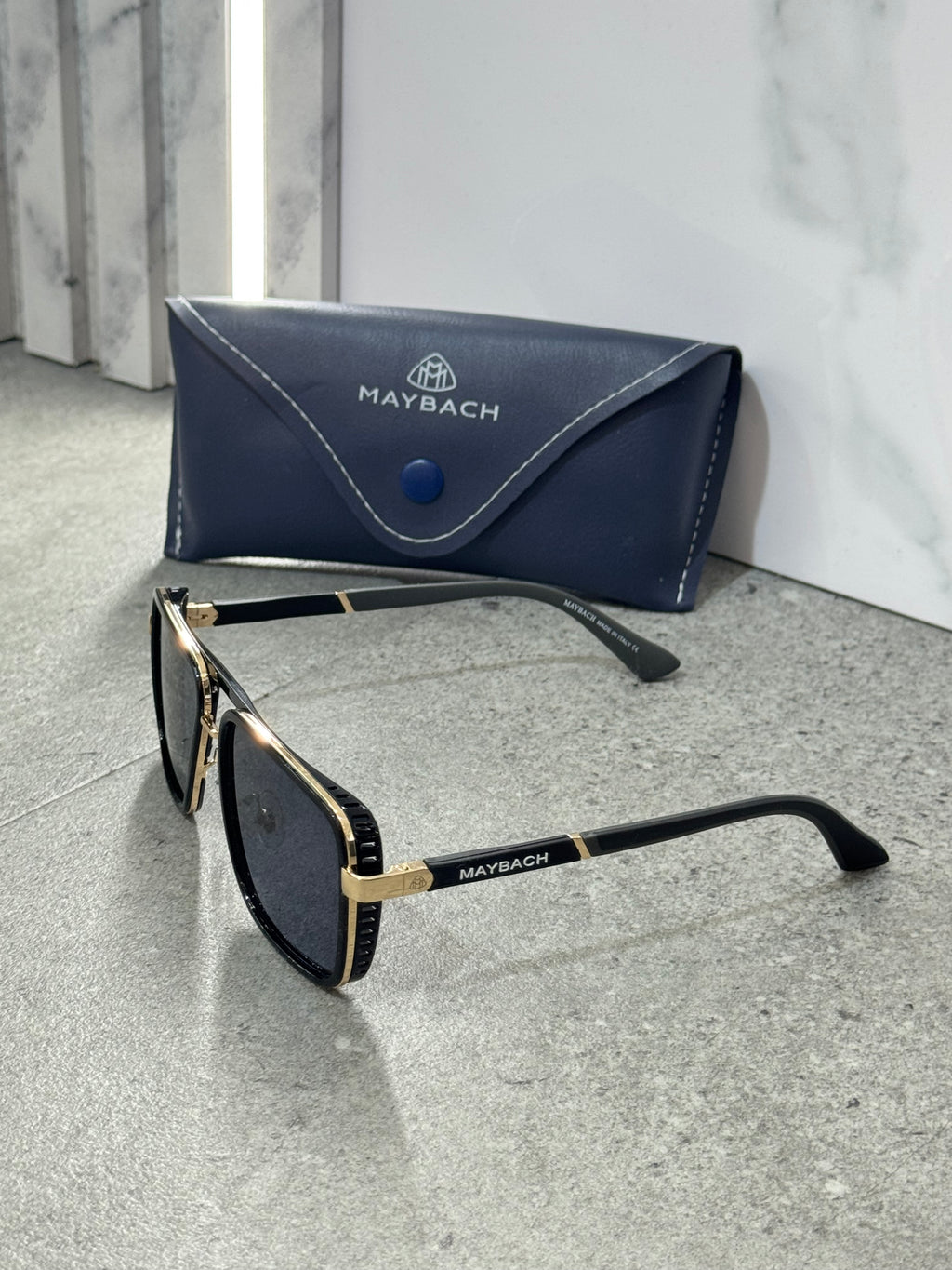 MAYBACH Luxury Square Aviator Sunglasses – Black/Gold - NEW1789