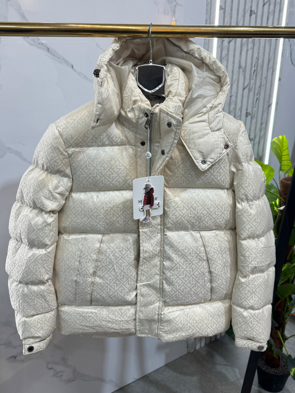 MONCLER All-Over Monogram Puffer Jacket – Off-White - NEW1928