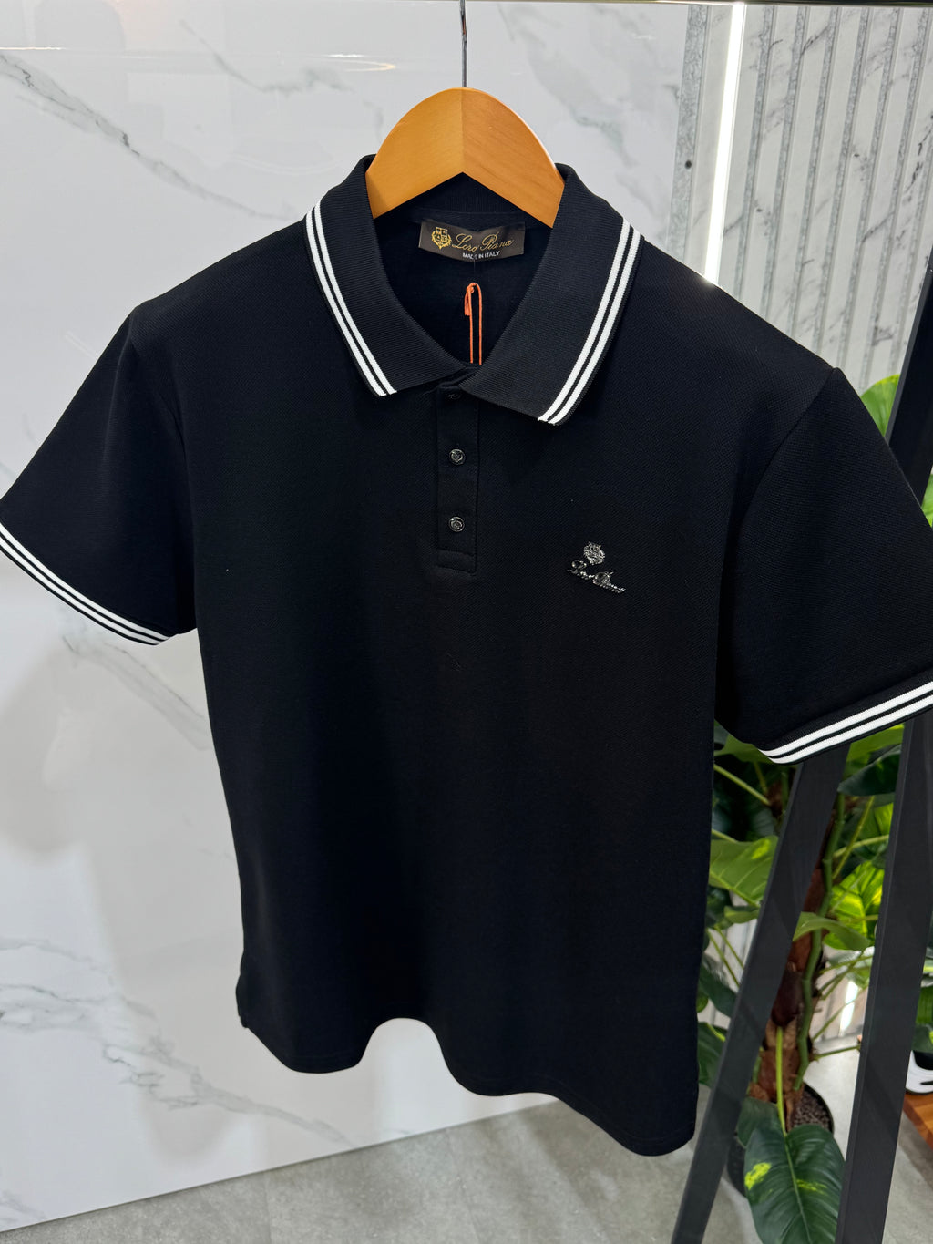 Loro Piana Polo Ανδρικό "Contrast Stripe" - Black - NEW1680