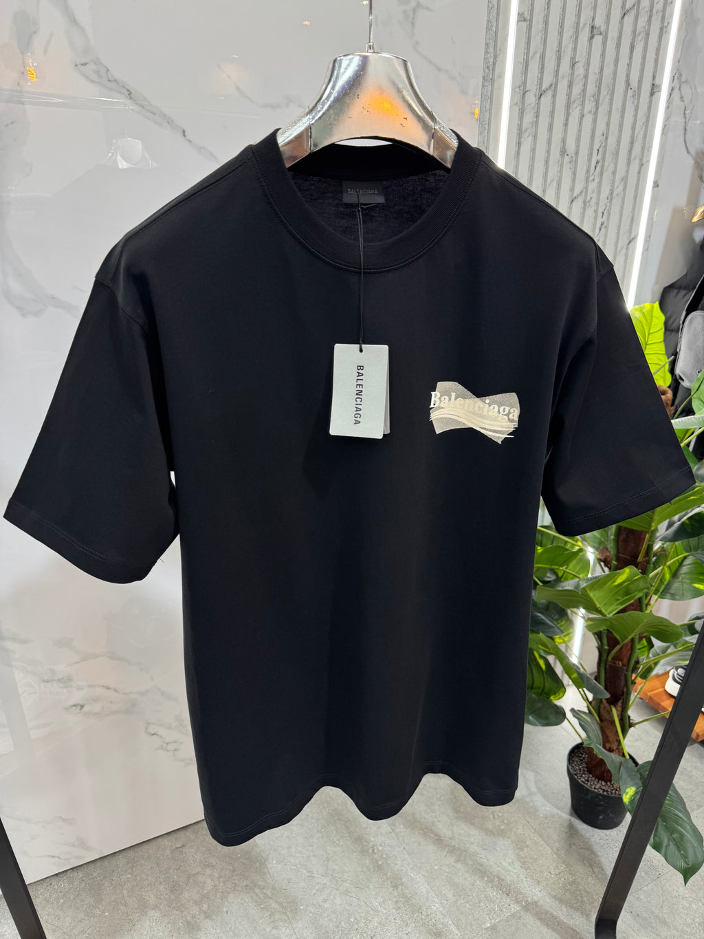 BALENCIAGA Tape Logo T-Shirt – Black - NEW1896