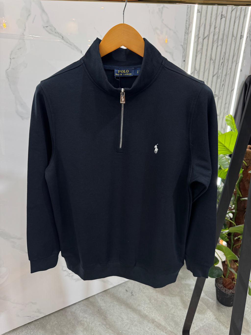 POLO RALPH LAUREN Half-Zip Sweatshirt – Dark Navy / White Logo - NEW1810