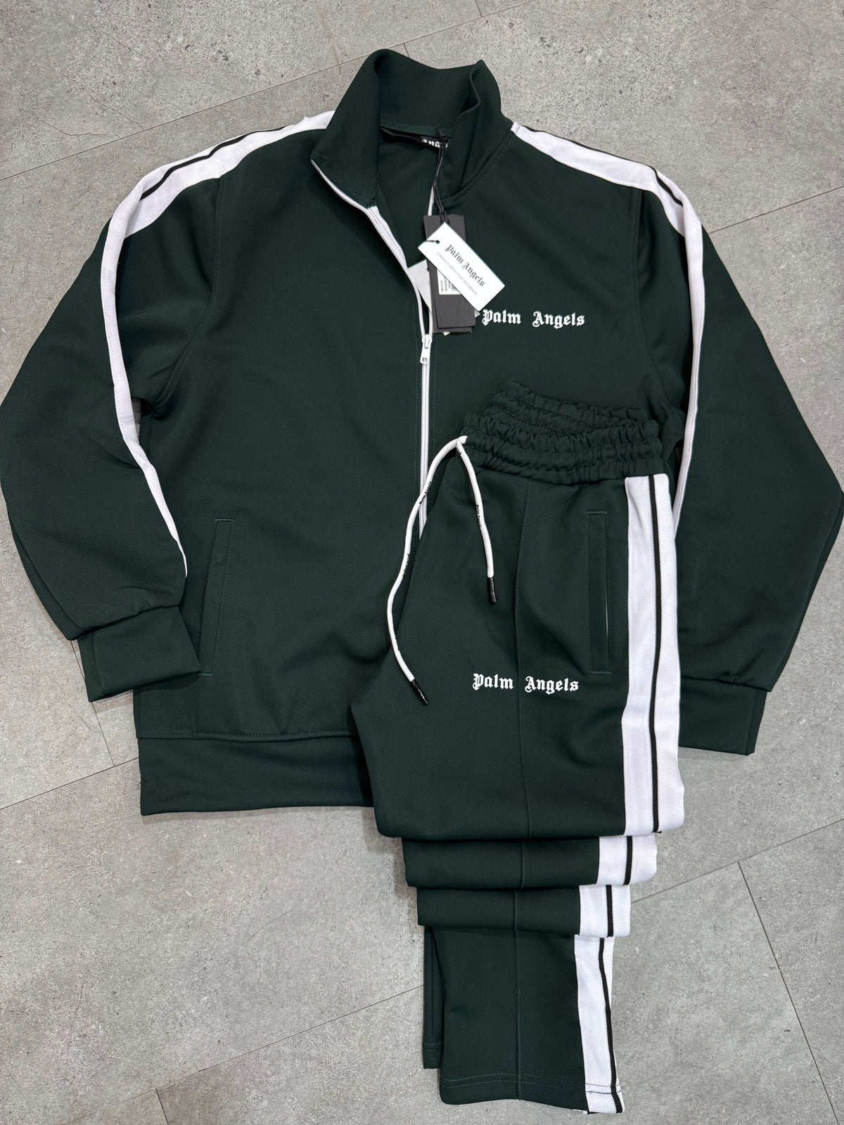 PALM ANGELS Classic Side-Stripe Tracksuit – Forest Green - NEW1940