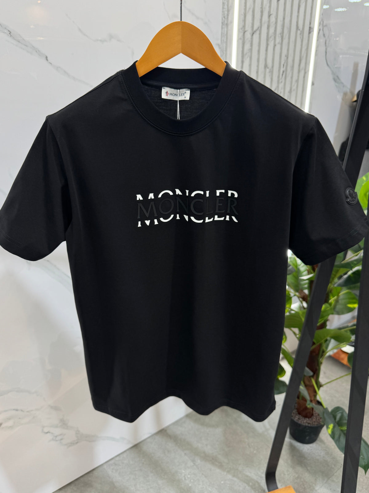 MONCLER Layered Logo Print T-Shirt – Black - NEW1910