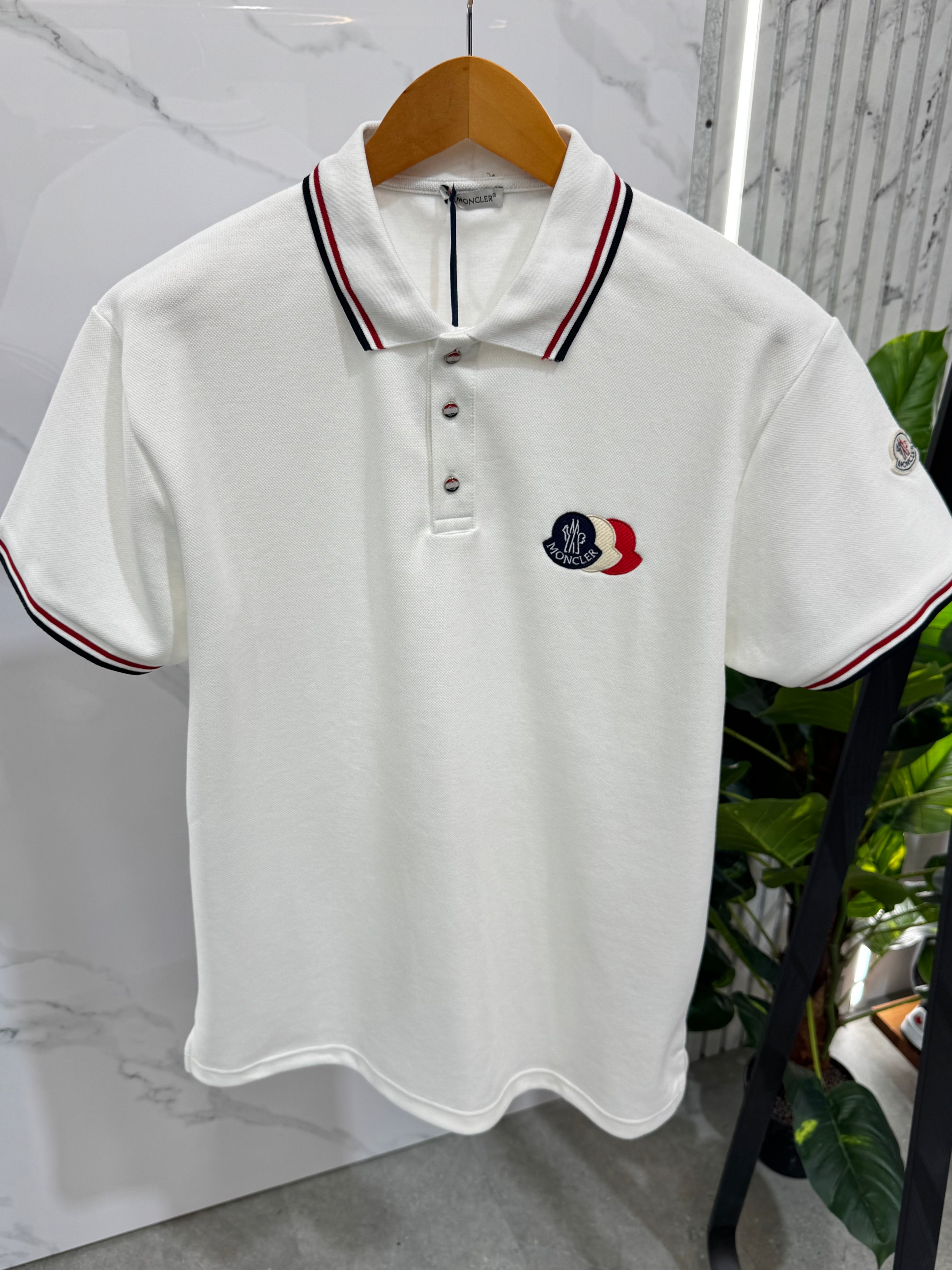 Moncler Polo "Triple Logo" - White - NEW1701