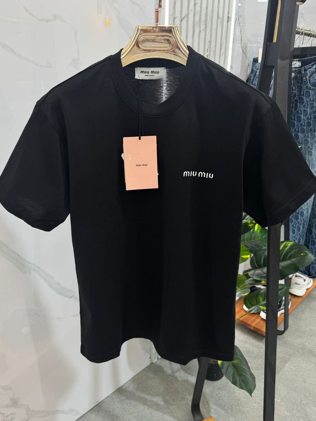 MIU MIU Classic Logo T-Shirt – Black - NEW1750
