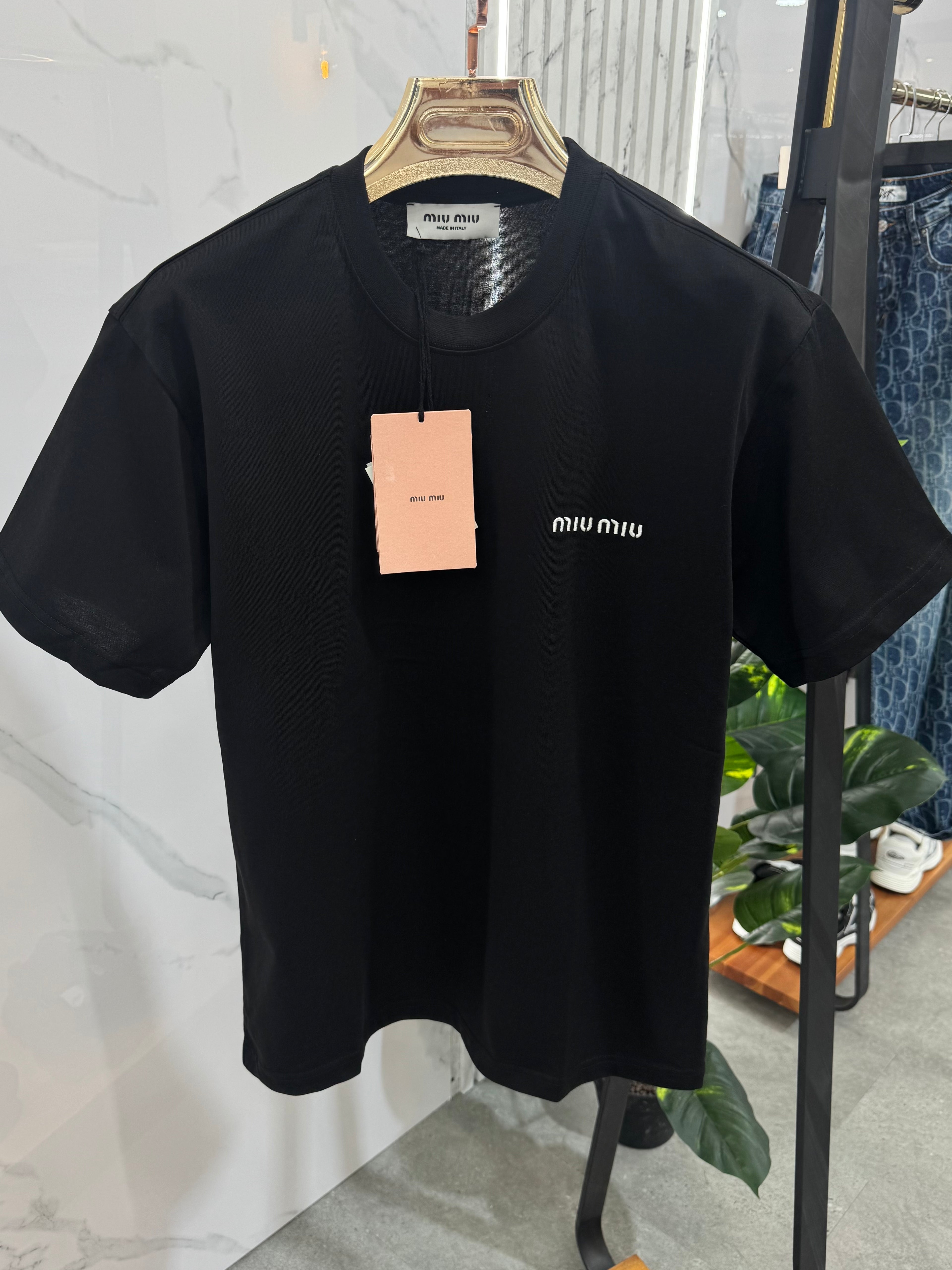 MIU MIU Classic Logo T-Shirt – Black - NEW1750