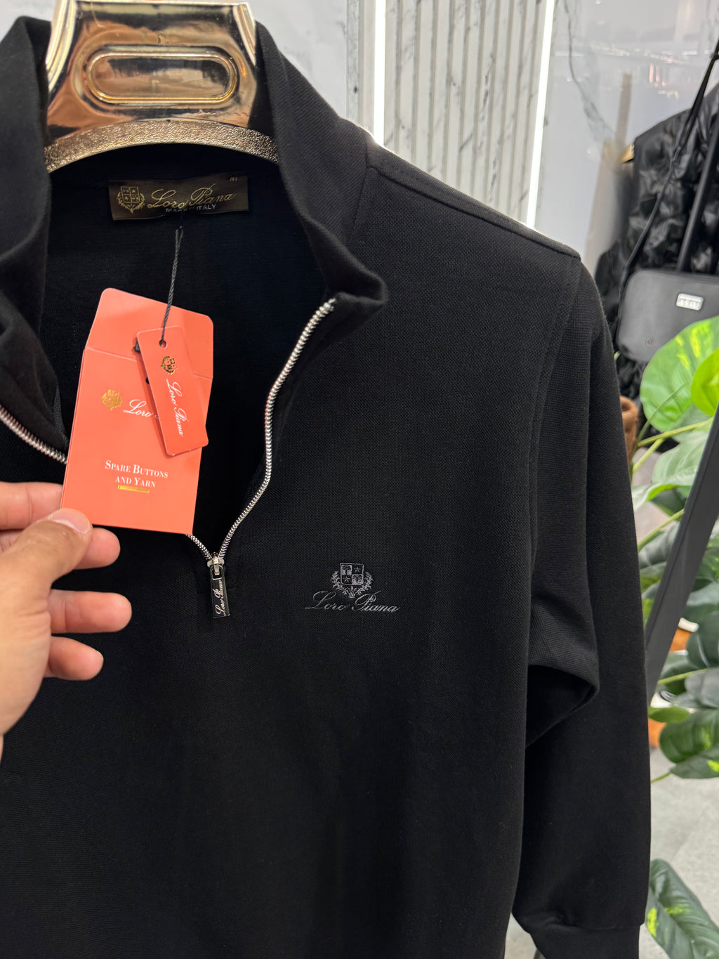 LORO PIANA Crest Quarter-Zip Pullover – Black - NEW1924