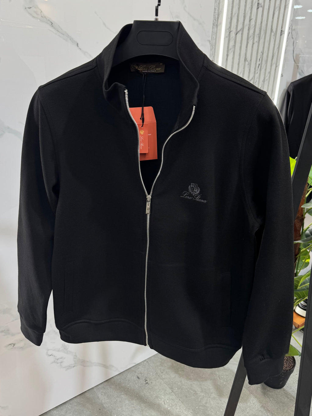 LORO PIANA Full-Zip Sweatshirt / Cardigan – Black / Grey Embroidered Logo - NEW1818